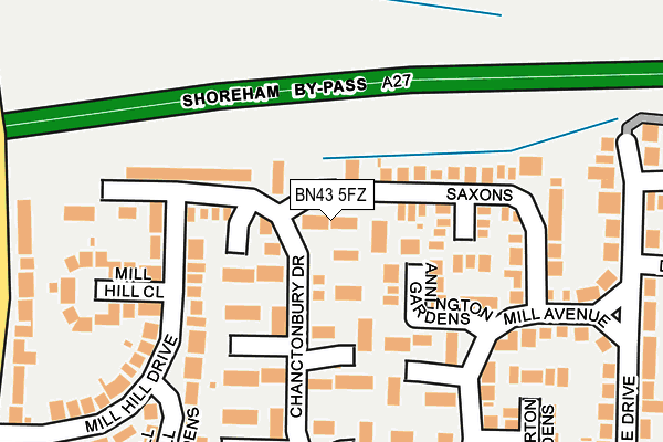 BN43 5FZ map - OS OpenMap – Local (Ordnance Survey)