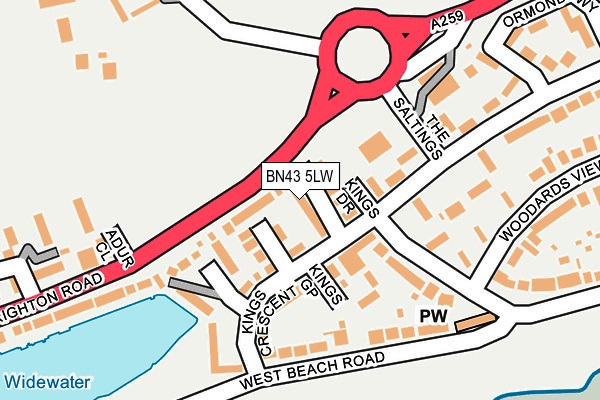 BN43 5LW map - OS OpenMap – Local (Ordnance Survey) BN43 5LW map - OS OpenMap – Local (Ordnance Survey)