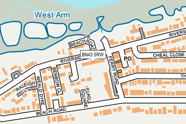 BN43 5RW map - OS OpenMap – Local (Ordnance Survey) BN43 5RW map - OS OpenMap – Local (Ordnance Survey)