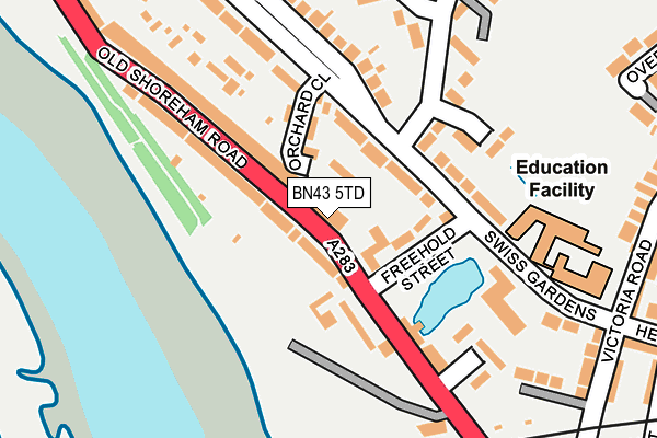 BN43 5TD map - OS OpenMap – Local (Ordnance Survey)