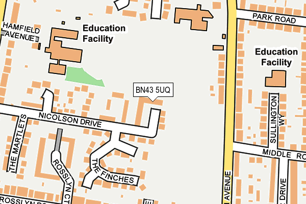 BN43 5UQ map - OS OpenMap – Local (Ordnance Survey)