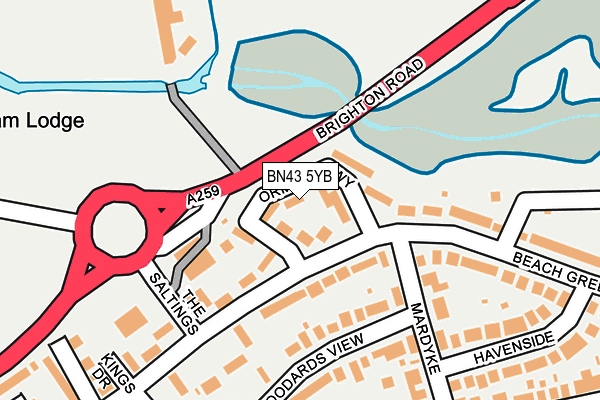 BN43 5YB map - OS OpenMap – Local (Ordnance Survey)