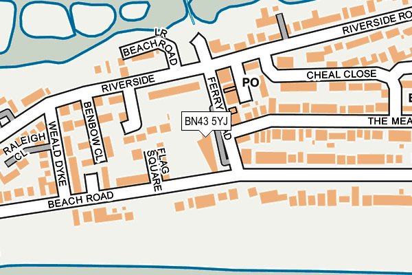 BN43 5YJ map - OS OpenMap – Local (Ordnance Survey)