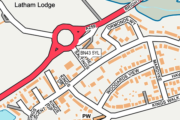 BN43 5YL map - OS OpenMap – Local (Ordnance Survey)