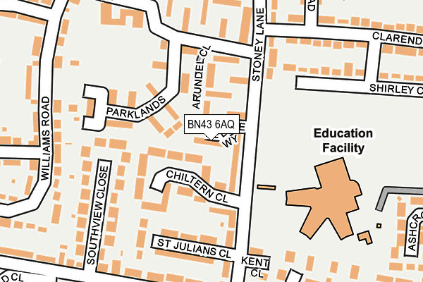 BN43 6AQ map - OS OpenMap – Local (Ordnance Survey)