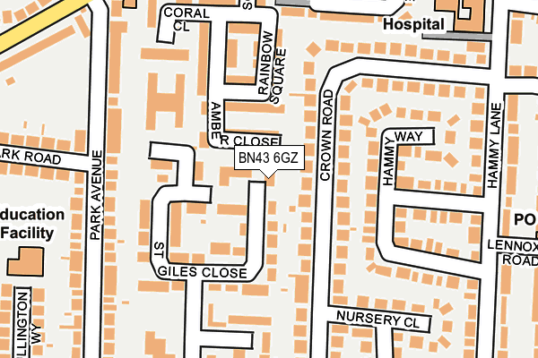 BN43 6GZ map - OS OpenMap – Local (Ordnance Survey)