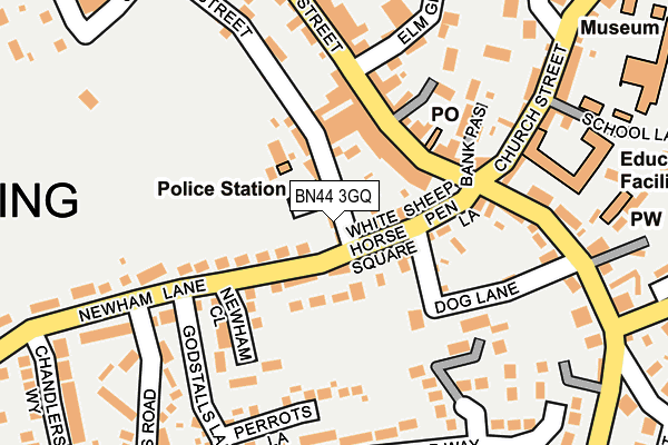 BN44 3GQ map - OS OpenMap – Local (Ordnance Survey)