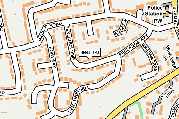 BN44 3PJ map - OS OpenMap – Local (Ordnance Survey)