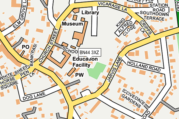 BN44 3XZ map - OS OpenMap – Local (Ordnance Survey)