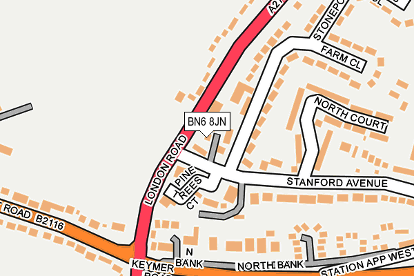 BN6 8JN map - OS OpenMap – Local (Ordnance Survey) BN6 8JN map - OS OpenMap – Local (Ordnance Survey)
