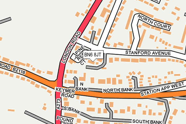 BN6 8JT map - OS OpenMap – Local (Ordnance Survey) BN6 8JT map - OS OpenMap – Local (Ordnance Survey)