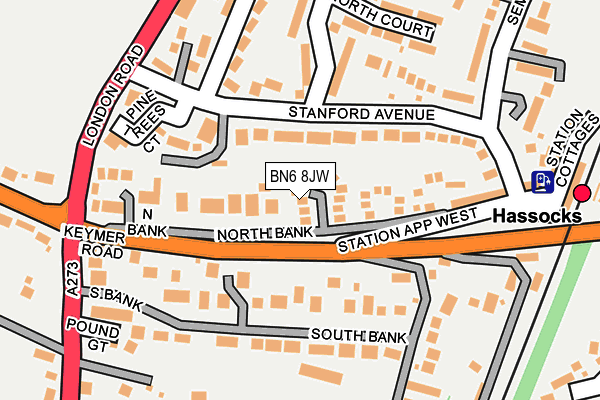 BN6 8JW map - OS OpenMap – Local (Ordnance Survey) BN6 8JW map - OS OpenMap – Local (Ordnance Survey)