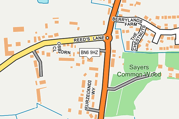 BN6 9HZ map - OS OpenMap – Local (Ordnance Survey)