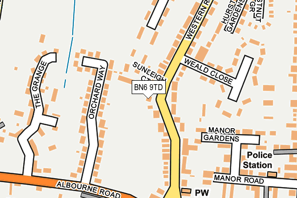 BN6 9TD map - OS OpenMap – Local (Ordnance Survey) BN6 9TD map - OS OpenMap – Local (Ordnance Survey)