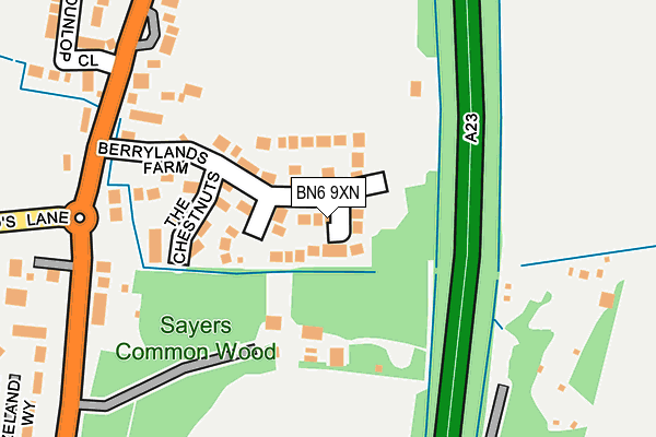 BN6 9XN map - OS OpenMap – Local (Ordnance Survey)