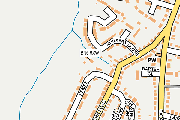 BN6 9XW map - OS OpenMap – Local (Ordnance Survey) BN6 9XW map - OS OpenMap – Local (Ordnance Survey)