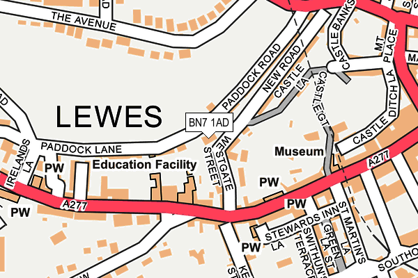 BN7 1AD map - OS OpenMap – Local (Ordnance Survey) BN7 1AD map - OS OpenMap – Local (Ordnance Survey)