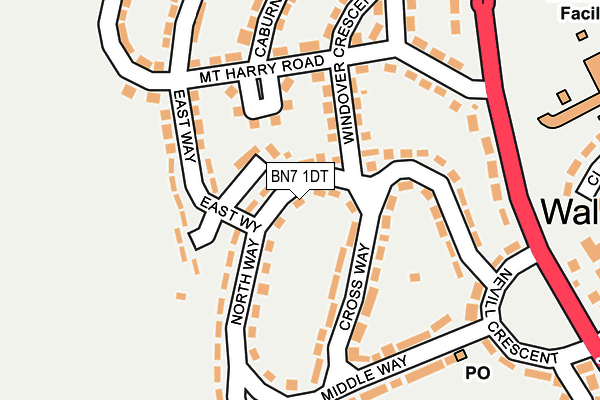BN7 1DT map - OS OpenMap – Local (Ordnance Survey) BN7 1DT map - OS OpenMap – Local (Ordnance Survey)