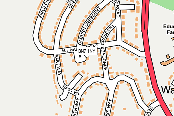BN7 1NY map - OS OpenMap – Local (Ordnance Survey) BN7 1NY map - OS OpenMap – Local (Ordnance Survey)