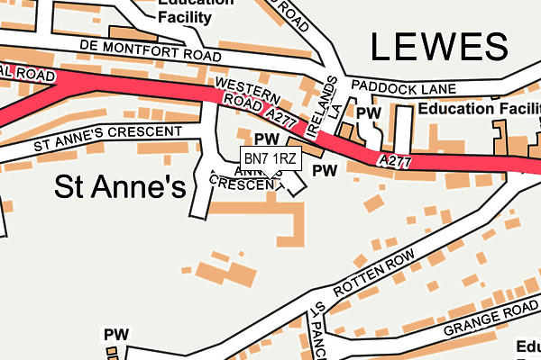 BN7 1RZ map - OS OpenMap – Local (Ordnance Survey) BN7 1RZ map - OS OpenMap – Local (Ordnance Survey)