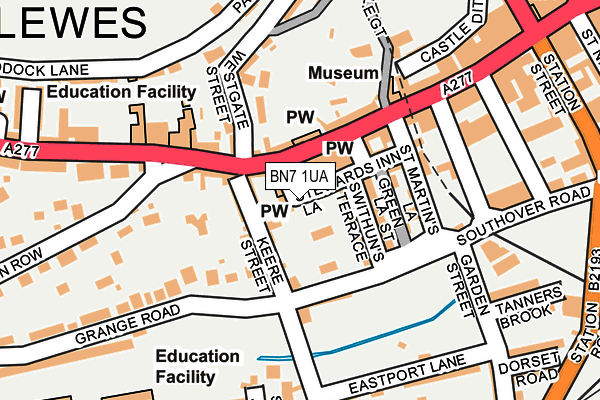 BN7 1UA map - OS OpenMap – Local (Ordnance Survey)