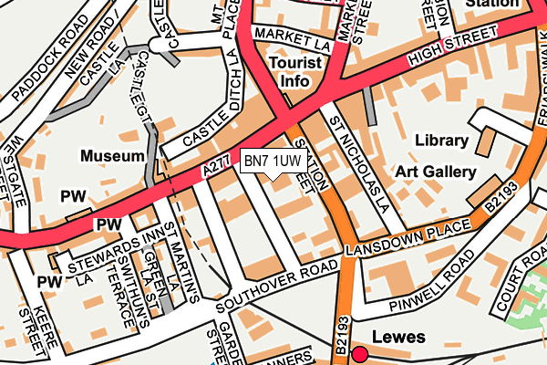 BN7 1UW map - OS OpenMap – Local (Ordnance Survey) BN7 1UW map - OS OpenMap – Local (Ordnance Survey)