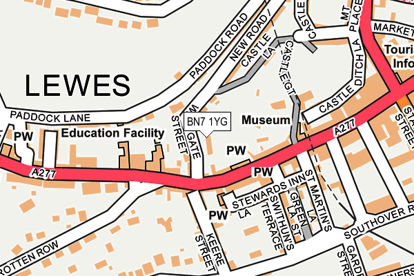 BN7 1YG map - OS OpenMap – Local (Ordnance Survey)