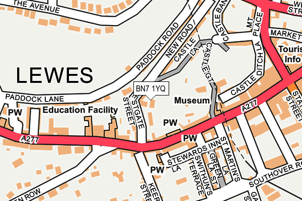BN7 1YQ map - OS OpenMap – Local (Ordnance Survey) BN7 1YQ map - OS OpenMap – Local (Ordnance Survey)