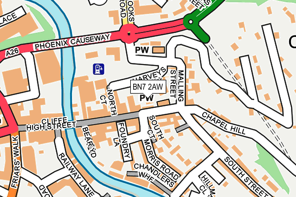BN7 2AW map - OS OpenMap – Local (Ordnance Survey) BN7 2AW map - OS OpenMap – Local (Ordnance Survey)