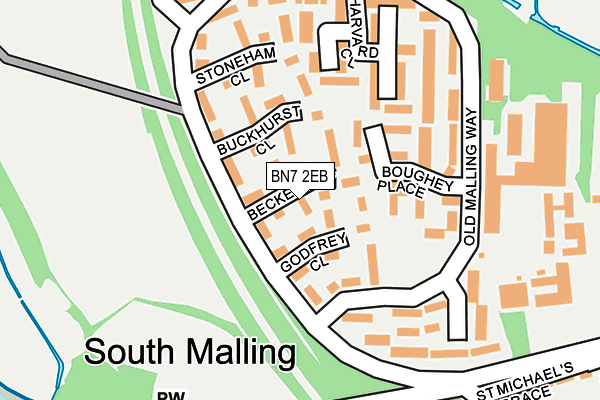 BN7 2EB map - OS OpenMap – Local (Ordnance Survey) BN7 2EB map - OS OpenMap – Local (Ordnance Survey)