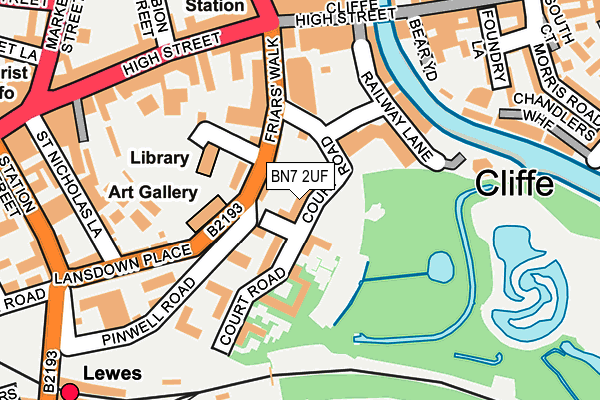 BN7 2UF map - OS OpenMap – Local (Ordnance Survey) BN7 2UF map - OS OpenMap – Local (Ordnance Survey)