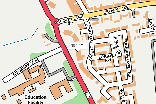 BR2 9GL map - OS OpenMap – Local (Ordnance Survey)