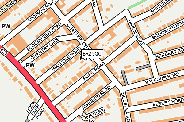 BR2 9QG map - OS OpenMap – Local (Ordnance Survey) BR2 9QG map - OS OpenMap – Local (Ordnance Survey)