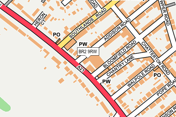 BR2 9RW map - OS OpenMap – Local (Ordnance Survey) BR2 9RW map - OS OpenMap – Local (Ordnance Survey)