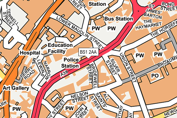 BS1 2AA map - OS OpenMap – Local (Ordnance Survey) BS1 2AA map - OS OpenMap – Local (Ordnance Survey)