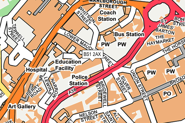 BS1 2AX map - OS OpenMap – Local (Ordnance Survey) BS1 2AX map - OS OpenMap – Local (Ordnance Survey)