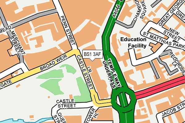BS1 3AF map - OS OpenMap – Local (Ordnance Survey) BS1 3AF map - OS OpenMap – Local (Ordnance Survey)