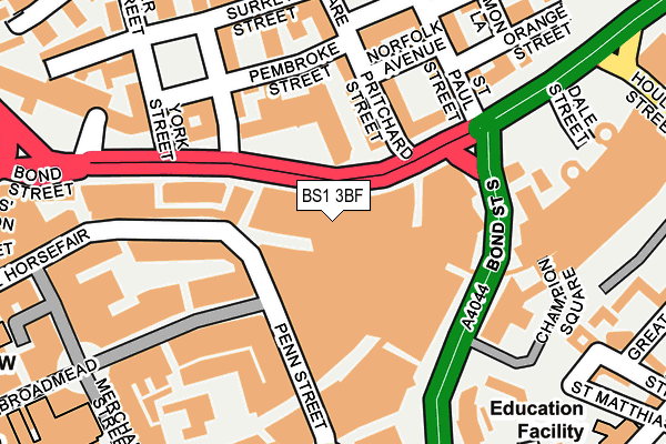 BS1 3BF map - OS OpenMap – Local (Ordnance Survey) BS1 3BF map - OS OpenMap – Local (Ordnance Survey)