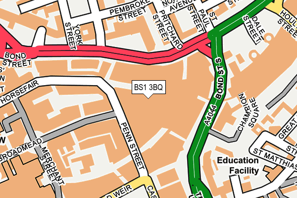 BS1 3BQ map - OS OpenMap – Local (Ordnance Survey) BS1 3BQ map - OS OpenMap – Local (Ordnance Survey)
