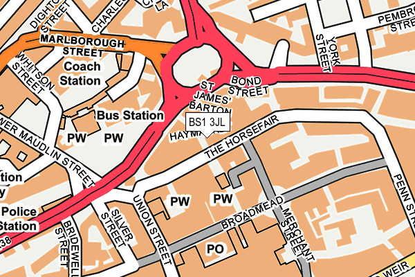 BS1 3JL map - OS OpenMap – Local (Ordnance Survey) BS1 3JL map - OS OpenMap – Local (Ordnance Survey)