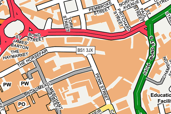 BS1 3JX map - OS OpenMap – Local (Ordnance Survey) BS1 3JX map - OS OpenMap – Local (Ordnance Survey)