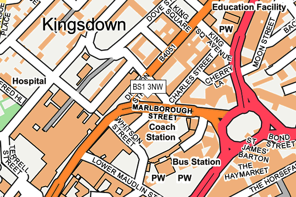 BS1 3NW map - OS OpenMap – Local (Ordnance Survey) BS1 3NW map - OS OpenMap – Local (Ordnance Survey)