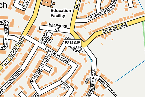 BS14 0JE map - OS OpenMap – Local (Ordnance Survey) BS14 0JE map - OS OpenMap – Local (Ordnance Survey)