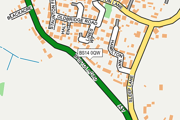 BS14 0QW map - OS OpenMap – Local (Ordnance Survey) BS14 0QW map - OS OpenMap – Local (Ordnance Survey)