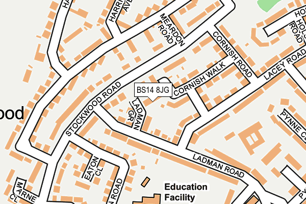 BS14 8JG map - OS OpenMap – Local (Ordnance Survey) BS14 8JG map - OS OpenMap – Local (Ordnance Survey)
