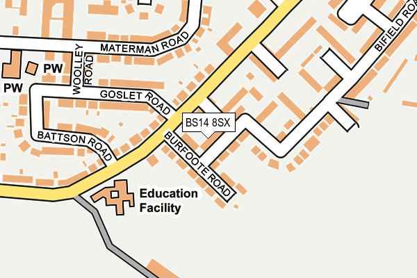 BS14 8SX map - OS OpenMap – Local (Ordnance Survey) BS14 8SX map - OS OpenMap – Local (Ordnance Survey)