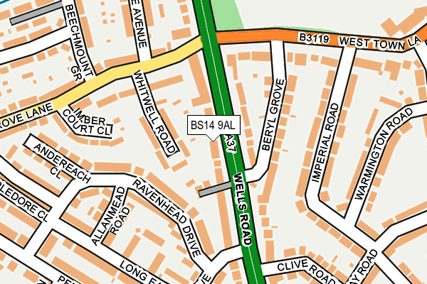 BS14 9AL map - OS OpenMap – Local (Ordnance Survey) BS14 9AL map - OS OpenMap – Local (Ordnance Survey)
