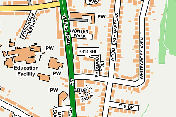 BS14 9HL map - OS OpenMap – Local (Ordnance Survey)