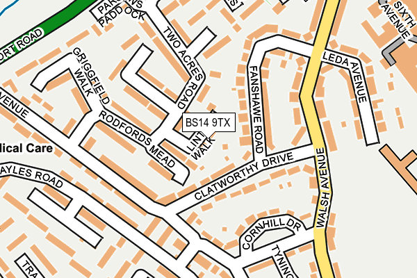 BS14 9TX map - OS OpenMap – Local (Ordnance Survey) BS14 9TX map - OS OpenMap – Local (Ordnance Survey)
