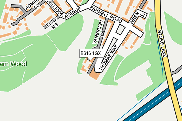 BS16 1GX map - OS OpenMap – Local (Ordnance Survey) BS16 1GX map - OS OpenMap – Local (Ordnance Survey)